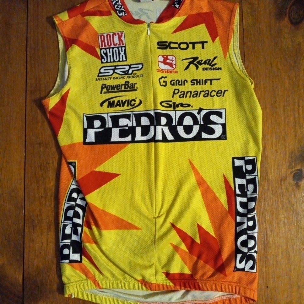 Vintage  Retro Pedro’s Giordana Cycling Shirt Top Jersey Size XL Large Yellow